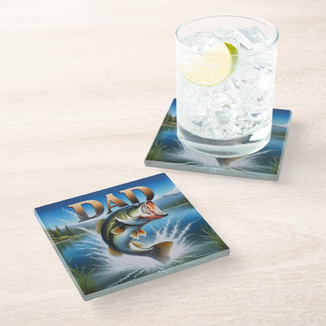 Posavasos De Vidrio Róbalo de Boca Grande Papá (Angular)