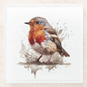 Posavasos De Vidrio Robin del patio trasero encantador