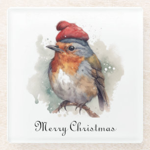 Posavasos De Vidrio Robin Winter Delight, personalizado