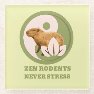 Posavasos De Vidrio Roedores Zen Nunca Estrés Humor de Capybara