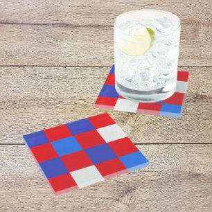 Posavasos De Vidrio Rojo, Blanco y Audaz – Día de la Independencia Pat