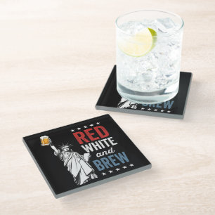 Posavasos De Vidrio Rojo Blanco y Cerveza 250 Aniversario