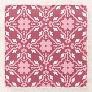 Posavasos De Vidrio Rojo, color beige floral, fondo de pantalla transp