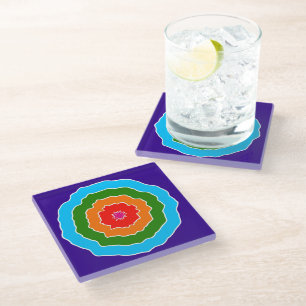 Posavasos De Vidrio Rojo Naranja Verde Azul Púrpura