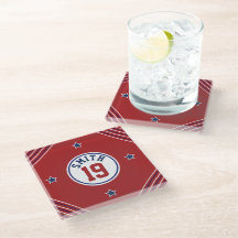 Posavasos de vidrio rojo y azul inspirado en el de