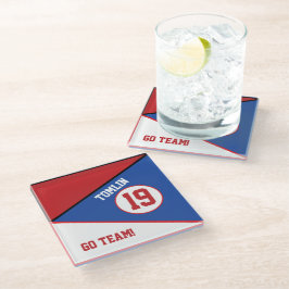 Posavasos de vidrio rojo y azul inspirado en el de