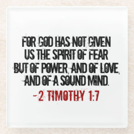 Posavasos De Vidrio Rojo y Negro 2 Timothy 1:7
