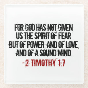 Posavasos De Vidrio Rojo y Negro 2 Timothy 1:7