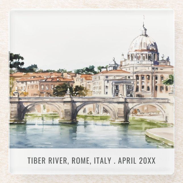 Posavasos De Vidrio Roma Italia: El río Tíbet y el viaje italiano (Anverso)