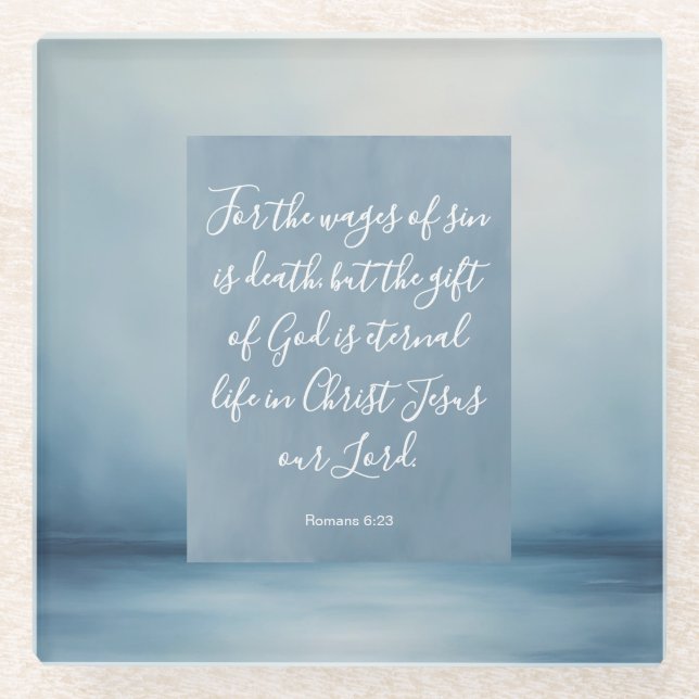 Posavasos De Vidrio Romanos 6:23 Versículo Bíblico Personalizable (Anverso)