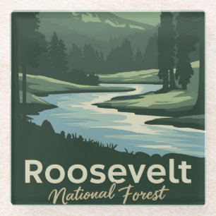 Posavasos De Vidrio Roosevelt National Forest Minimal Travel Art