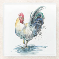 Rooster Splash - acuarela