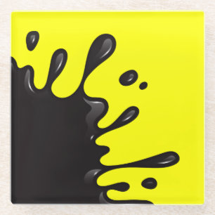 Posavasos De Vidrio Ropa negra en amarillo