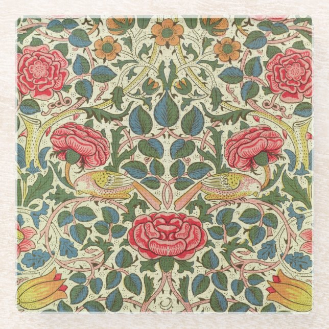Posavasos De Vidrio "Rosa", 1883 (algodón impreso) (Anverso)