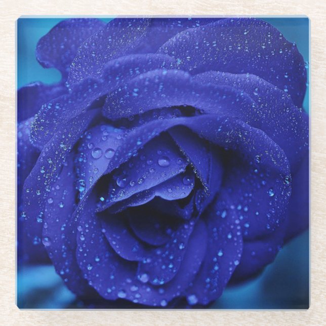 Posavasos De Vidrio Rosa azul (Anverso)