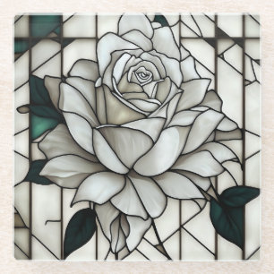 Posavasos De Vidrio Rosa Blanca de Cristal Manchado