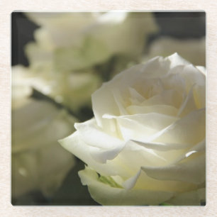 Posavasos De Vidrio Rosa Blanca: escayola de vidrio