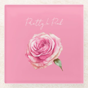 Posavasos De Vidrio Rosa Bonita de Rosa