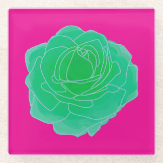 Posavasos De Vidrio Rosa de arte pop verde