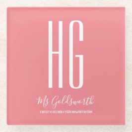 Posavasos De Vidrio Rosa de coral personalizado estilista