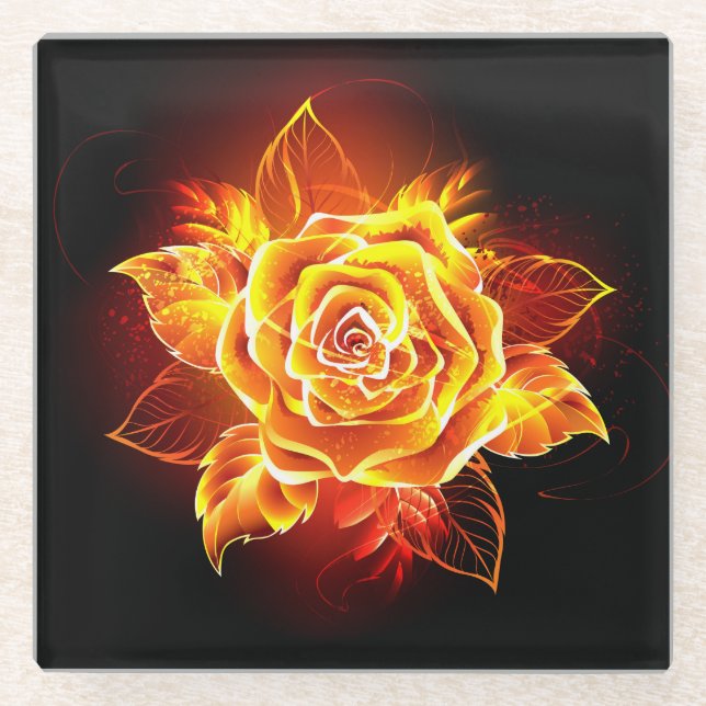 Posavasos De Vidrio Rosa de incendios en auge (Anverso)