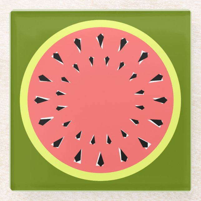 Posavasos De Vidrio Rosa de la sandía (Anverso)