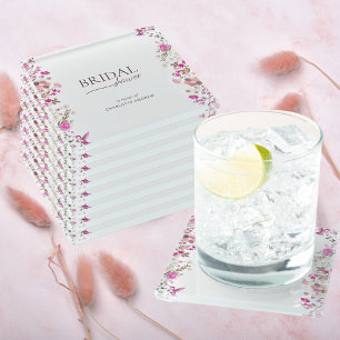 Posavasos De Vidrio Rosa de Ruby floral minimalista ducha de novia