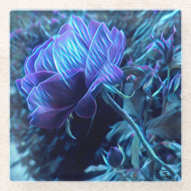 Posavasos De Vidrio Rosa de vidrio eléctrico de jardín (Anverso)