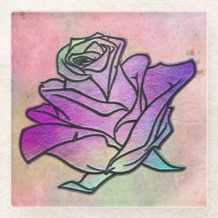Posavasos De Vidrio Rosa de Vidrio Teñido
