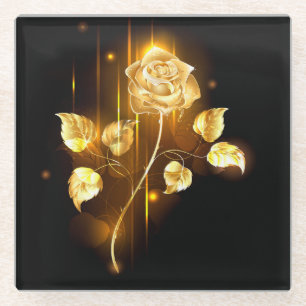 Posavasos De Vidrio Rosa dorada ( rosa de oro )