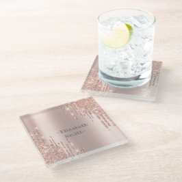 Posavasos De Vidrio Rosa dorado elegante