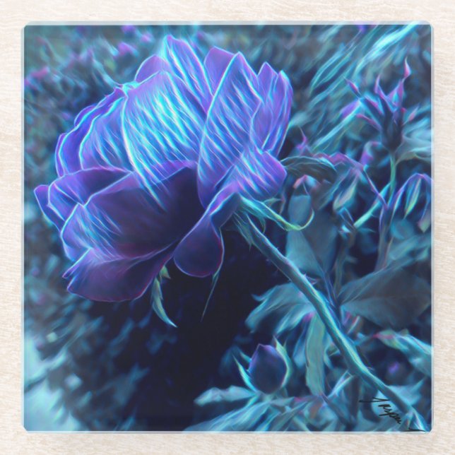 Posavasos De Vidrio Rosa Eléctrico Jardín Vidrio (Anverso)