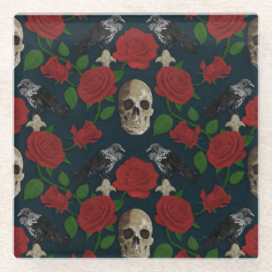 Posavasos De Vidrio Rosa gótico oscuro y poco entusiasta Vines Raven S
