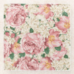 Posavasos De Vidrio Rosa inglés vintage y patrón de flores de hidrange<br><div class="desc">Añada un acento floral a su cocina con esta montaña. Esta montaña floral de inspiración vintage presenta un patrón botánico de rosas de jardín rosados e hidrangeas de marfil. Esta montaña rusa es perfecta para eventos de primavera. Los elementos coincidentes están disponibles.</div>