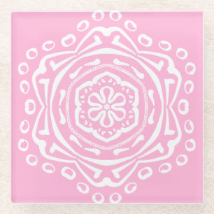 Posavasos De Vidrio Rosa Mandala