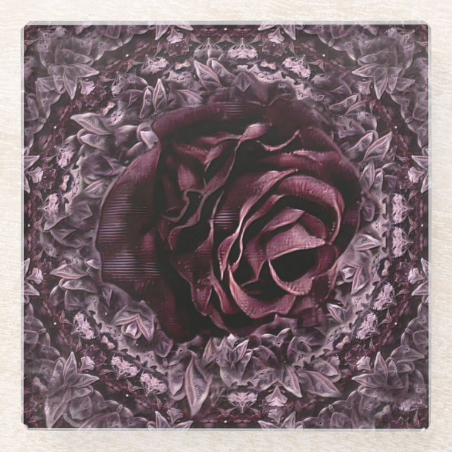 Posavasos De Vidrio Rosa Mandala (Anverso)