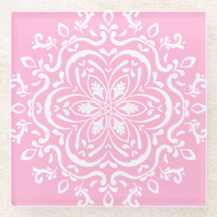 Posavasos De Vidrio Rosa Mandala