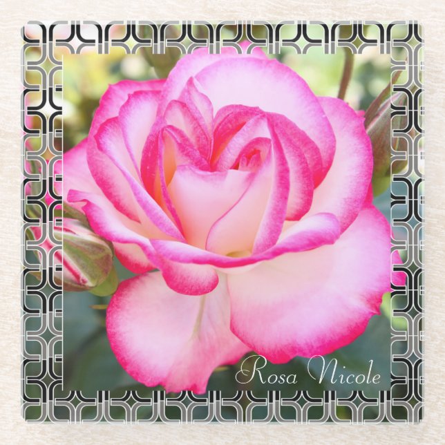 Posavasos De Vidrio Rosa Nicole [Glass Coaster] (Anverso)