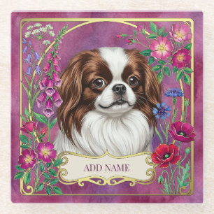 Posavasos de vidrio rosa personalizado para Chin J