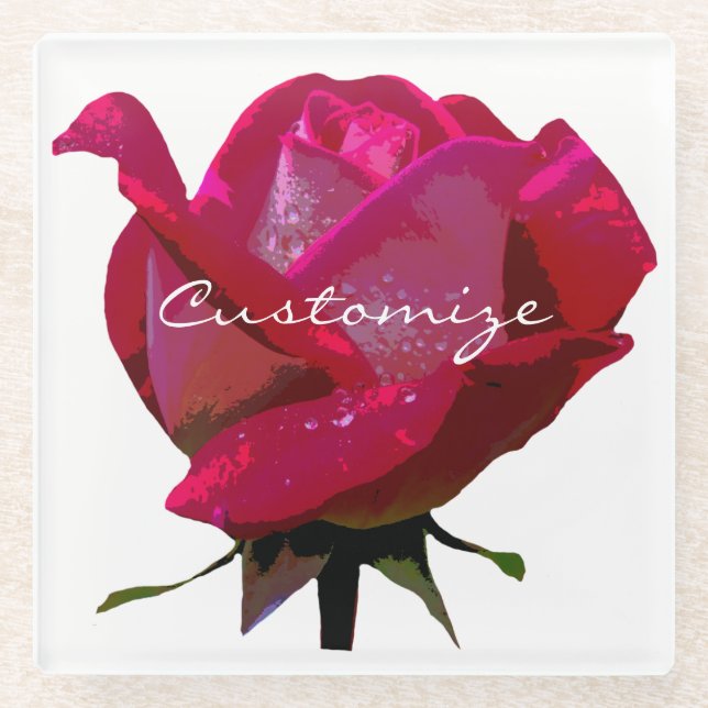 Posavasos De Vidrio rosa rojo Thunder_Cove (Anverso)