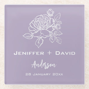 Posavasos De Vidrio Rosa romántico Boda personalizado/ ducha de novia