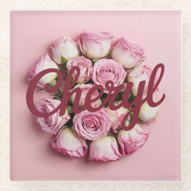 Posavasos De Vidrio Rosa Rosa Rosa Buds Cheryl Burgundy Monstruo de vi (Anverso)