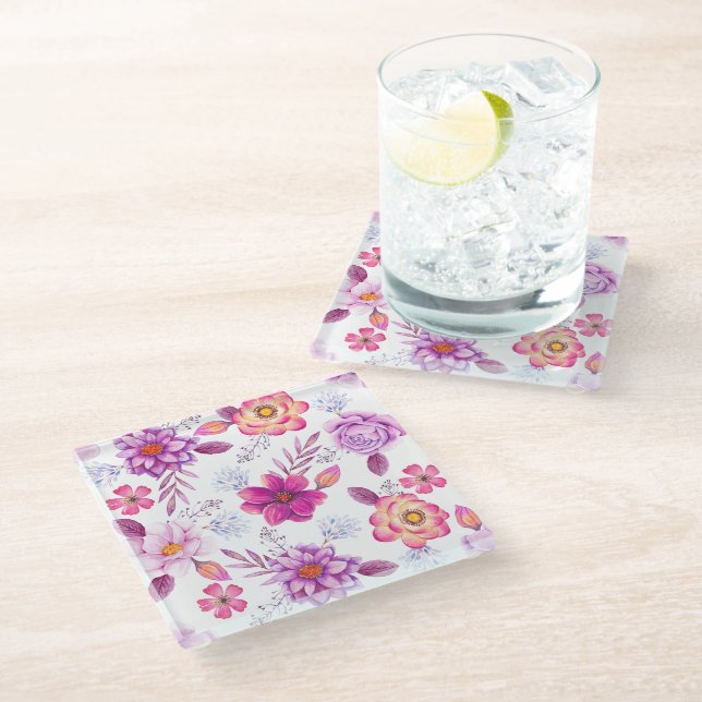 Posavasos De Vidrio Rosa violeta (Angular)