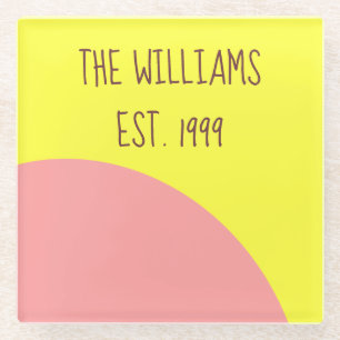 Posavasos De Vidrio Rosa y amarillo