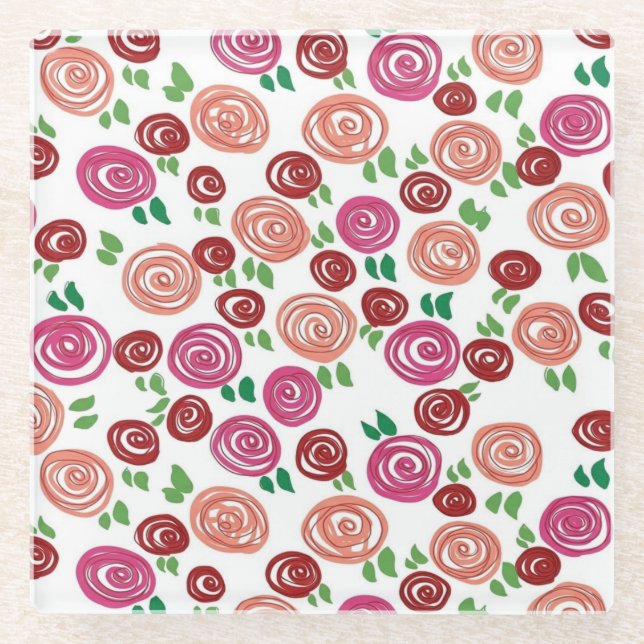 Posavasos De Vidrio Rosas de ensueño (Anverso)