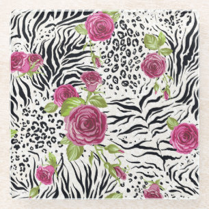 Posavasos De Vidrio Rosas en el modelo animal