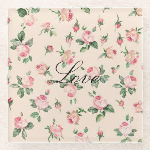 Posavasos De Vidrio Rosas Florales Rosadas Bonitas