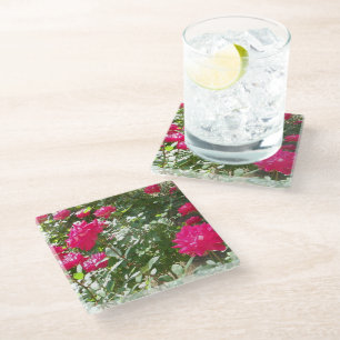 Posavasos De Vidrio Rosas fucsia por todas partes