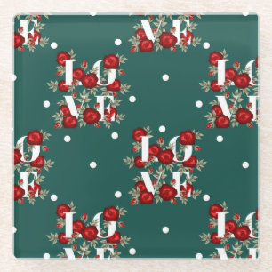 Posavasos De Vidrio Rosas Green "Love" Design Navidades de montaña ru