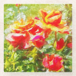 Posavasos De Vidrio Rosas Naranjas de Glass Coaster